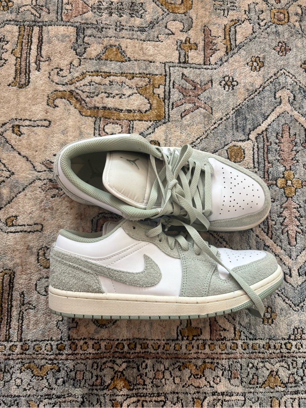 Size 8.5 Ladies Size 7 Youth - Air Jordan Low Seafoam Green Shoes
